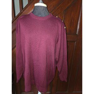 Vintage Outlander Burgundy Button Shoulder Sweater 3x Soft Cashmere Feel